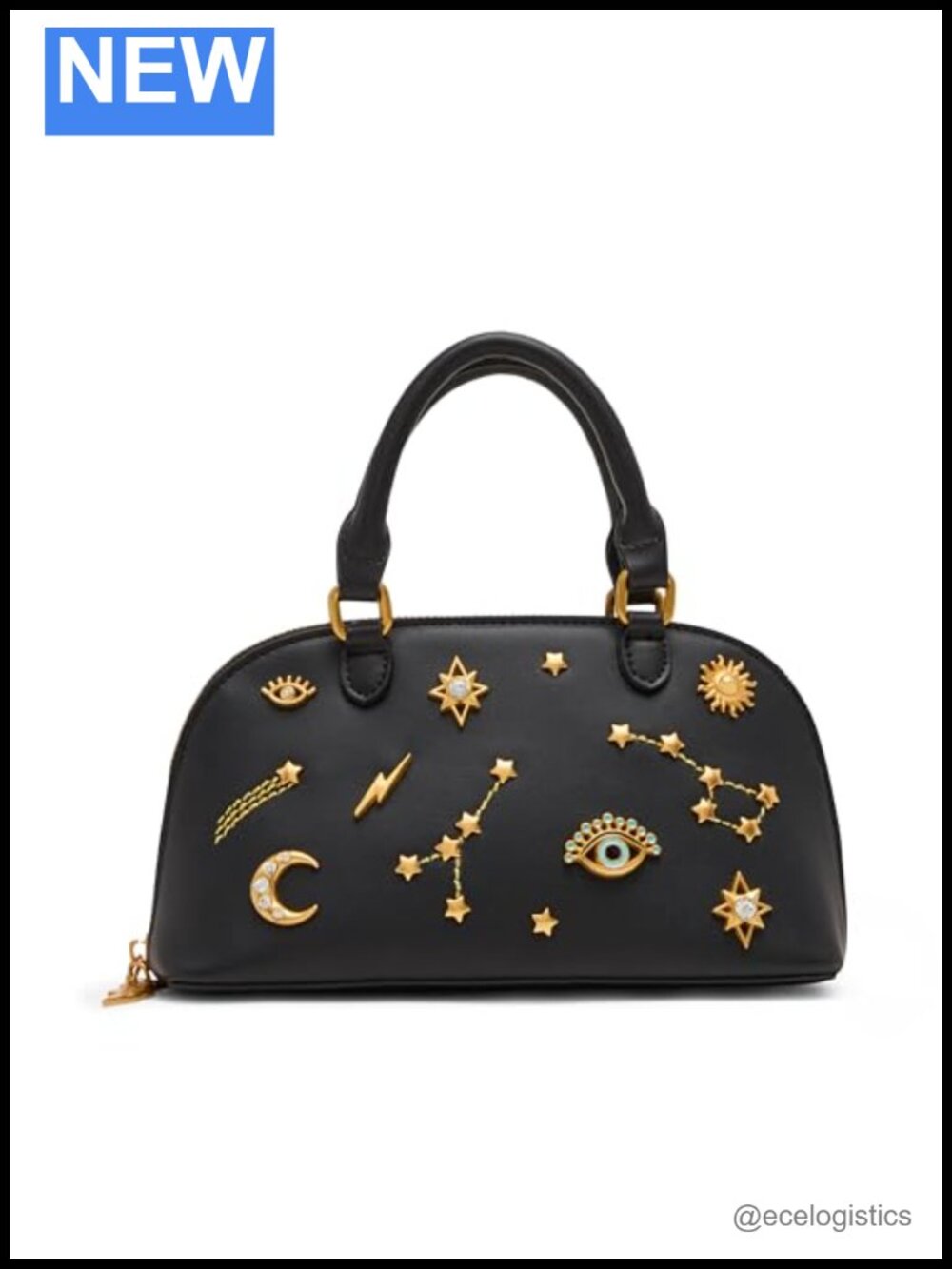 Faux Leather Celestial Dome Mini Satchel Crossbody with Zipper